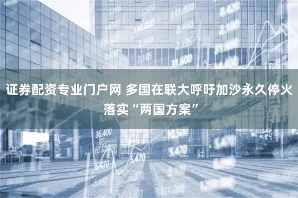 证券配资专业门户网 多国在联大呼吁加沙永久停火 落实“两国方案”